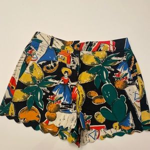 J. Crew Printed Multi Color Scalloped Shorts
